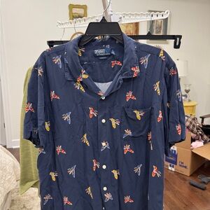 Ralph Lauren Men's Navy Shirt with Multicolor Print